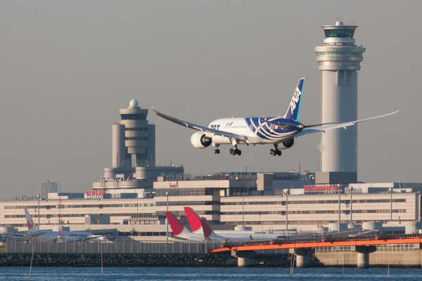 夕暮れのヒコーキ鑑賞｜浮島町公園から羽田空港を