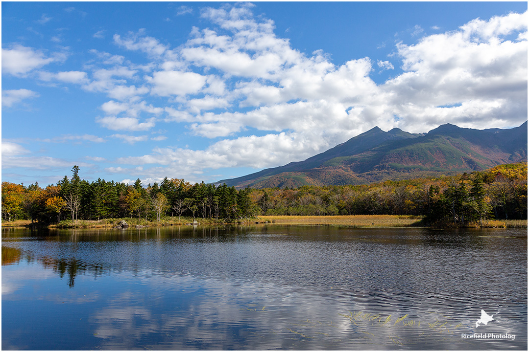 知床五湖の二湖は背景の山並みも美しい。